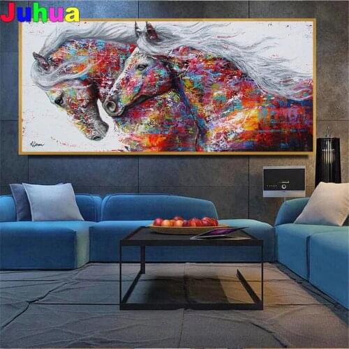 Large Size colourful Horse 5D DIY Diamond Embroidery diamond Stitch mosaic Kit Full animal Diamond Painting home decor