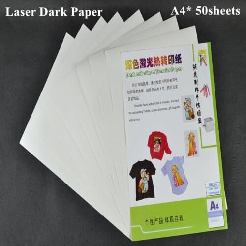 A4*50pcs) Laser Heat Transfer Paper for Dark and Light T shirt Iron on Color Thermal Printing Paper Papel Transfers TWL-300