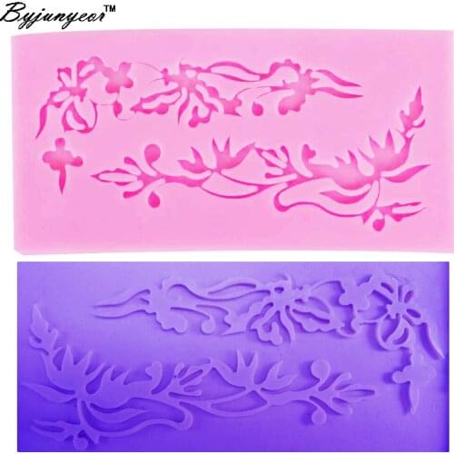 Byjunyeor F1029 Flower Leaf Relief UV Resin Silicone Mold Fondant Chocolate Candy Lollipop Crystal Epoxy Soft Clay Bake Tool