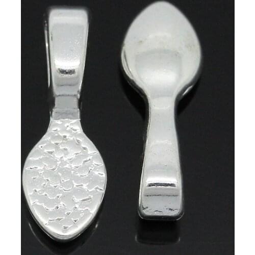 DoreenBeads Tag Glue on Bail Spoon silver color 16x5.5mm,50 PCs (B28762)