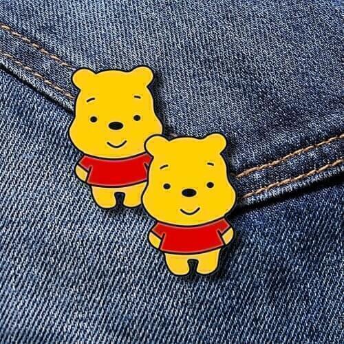 Cartoon Animal Enamel Brooch Winnie Bear Panda Brown Bear Alloy Badge Pin Clothes Bag Accessories Woman Jewelry Gift For Kid