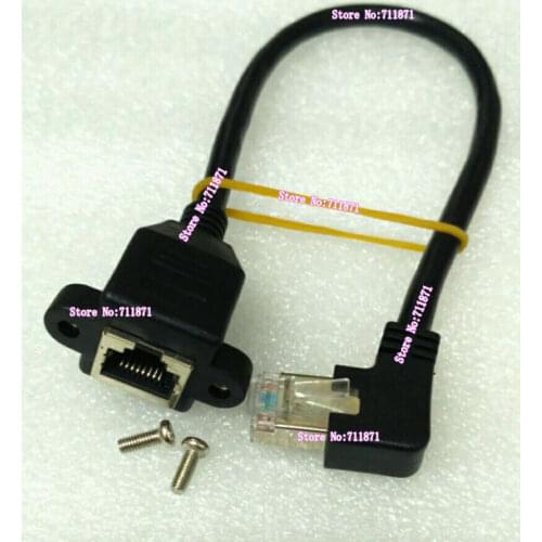 Screw Fixed Male Female 90 Degree Bend Rj45 Ethernet Cable Extension cord Category 6 8P Ethernet network extend cable line wire