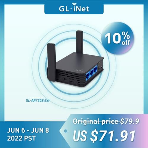 GL.iNet AR750S Gigabit Travel AC Router (Slate) 750Mbps Dual Band Wi-Fi 128MB RAM MicroSD Support OpenWrt LED Pre-Installed