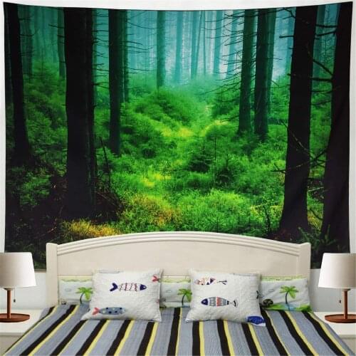 Trees Forest Tapestry Woodland Night for Bedroom Living Room Dorm