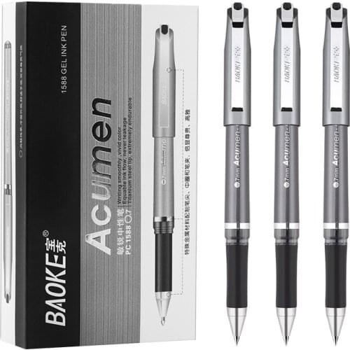 Baoke Stationery PC1688 Large Capacity Neutral Pen Holder Black 0.7mm Water Pen Black Gel Pen Student Test A Box of 12 Branches
