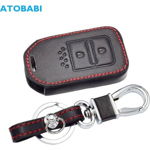Leather Car Key Case For Honda HRV Vezel Jazz Crosstour XRV Jed Pilot Accord Civic Fit Freed Smart Remote Fob Cover Keychain Bag
