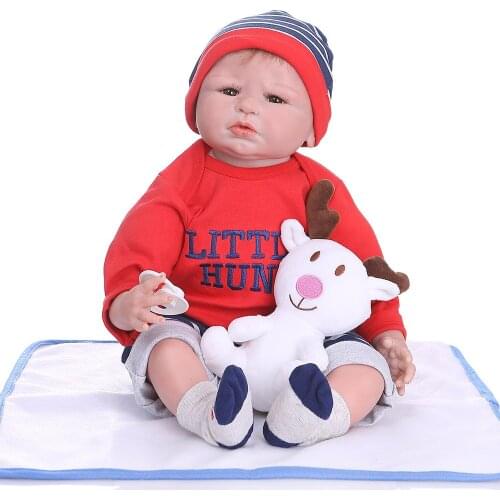 NPK Doll bebe reborn 55CM newborn alive baby reborn doll lifelike soft silicone real touch weighted body rooted hair