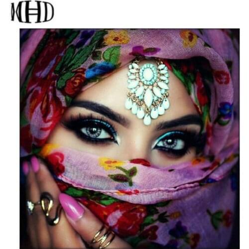 MHD Diamond Embroidery Woman diy Diamond Painting Pretty Woman Diamond Cross Stitch Crystal Mosaic 3D Decoration 40x40cm