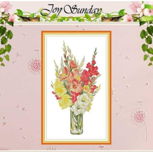 Gladiolus flower painting counted 11CT 14CT Cross Stitch Sets DIY Chinese Cross-stitch Kits Embroidery Needlework Home Decor