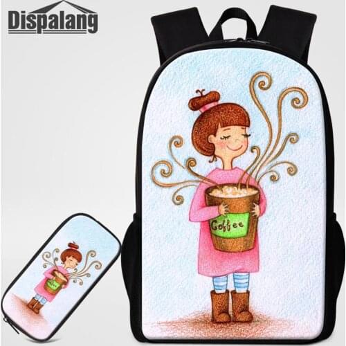 Dispalang 2 PCS Pen Bag Set For Student Ballet Printing Womens School Backpack Female Personalized Custom Bookbag Pencil Case