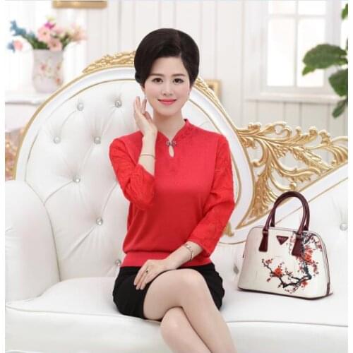 2017 Newest knitted Shirt solid Elegant Womens half Sleeve cotton knitted Blouse Shirts