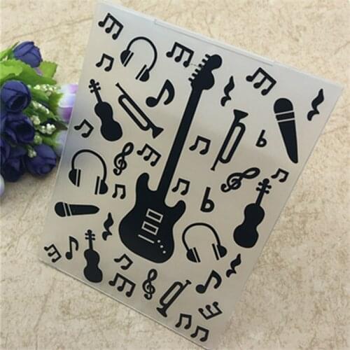 Guitar music birthday Plastic Embossing Folder For Scrapbook DIY Album Card Tool Plastic Template