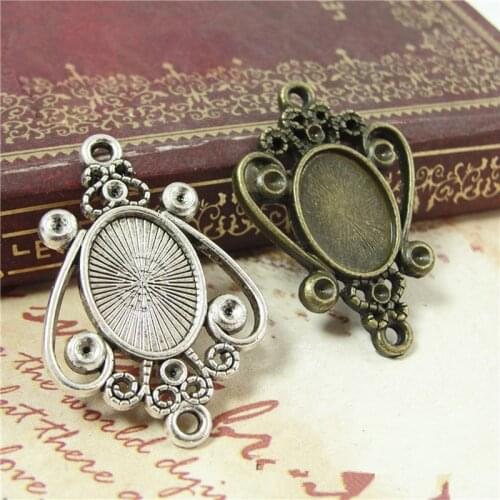 20pcs Wholesale Cabochon Tray Base Metal Antique Bronze/Antique Silver Inner 14*10 MM Charm Pendant DIY Jewelry Components