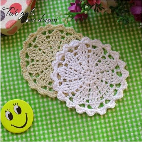 DIY Placemat Flower Dinner Decor Coaster Flower Holder Kitchen Accessory 10CM Handmade Crochet Table Lace Doily Cup Pad 40pcs/lo