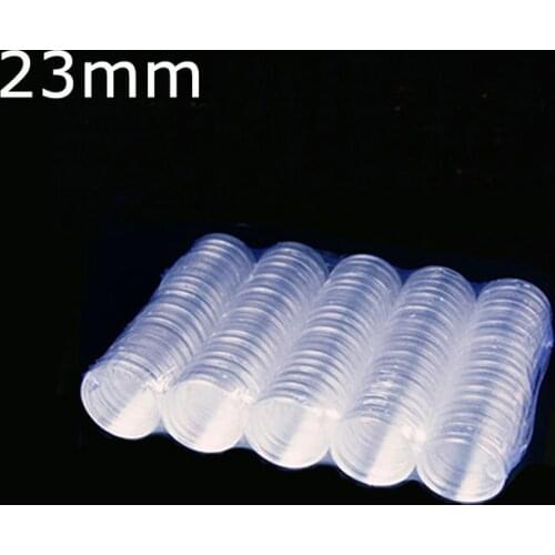 100 Pieces 23mm Clear Plastic Protector Capsules Containers case For Token Board Game Coin Collection Holder Boxes