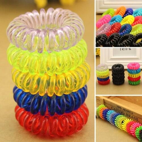 10PCS Rubber Band Headwear Rope Spiral Shape Elastic Hair Bands Girls Hair Accessories Hair Ties Gum Telephone Wire SK88