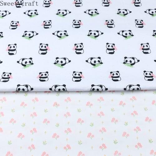 Panda Flower Printed Twill Fabric Cotton By Half Meter For Sewing Kids Dress Bed Sheet Patchwork Cloth hometextile 160x50cm