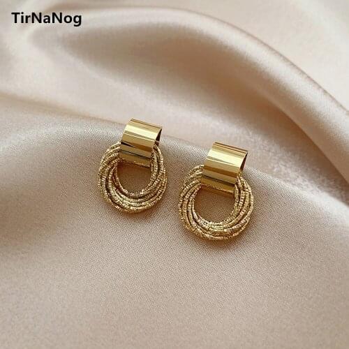 Retro Metallic Gold Multiple Small Circle Pendant Earrings 2021 New Jewelry fashion Wedding Party Unusual Earrings For Woman