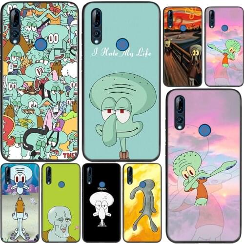 Cartoon Squidward Tentacles Silicone Cover For Huawei Honor 9X 9N 9 lite 8S 8C 8X Play 8A 8 V9 3E 7A 7C Pro Prime Phone Case