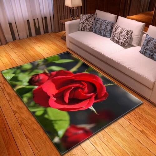 Modern Parlor Sofa Rugs 3D Digital Printing Flowers Bedroom Bedside Area Rug Soft Flannel Anti-slip Fashion Living Room Carpet