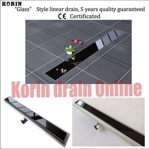 800mm "BLACK GLASS" Stainless 304 Linear Shower Drain, SIDE OUTLET Drain, Deodorant floor drain, shower channel drain