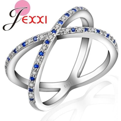 Unique Design 925 Sterling Silver X Shape Newest Rings With Pave Setting Cubic Zirconia Cross Ring Wedding Jewelry Anel