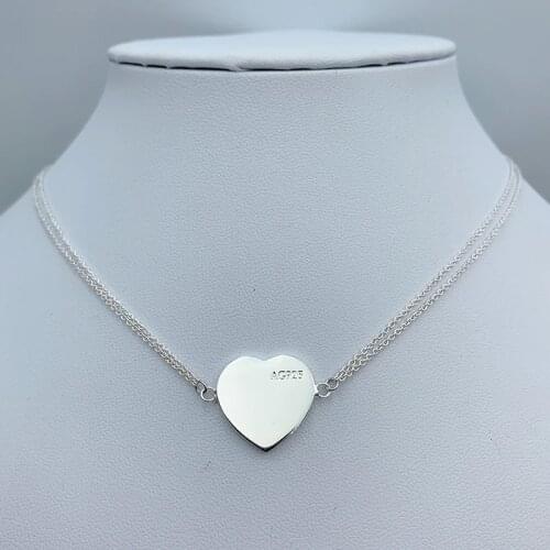 Female elegant fashion double chain heart pendant sterling silver S925 necklace original brand high quality jewelry holiday gift