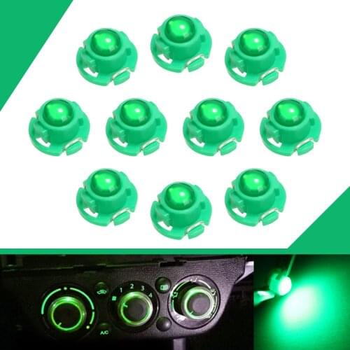 10pcs T4.7 Green LED Instrument Dashboard Climate Control Light Bulb 12V Universal For Auto Truck SUV