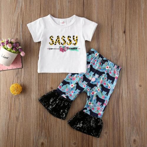 2pcs Toddler Kids Baby Girls Outfit T-shirt Tops+Long Pants Leggings Clothes Set 0-3Y