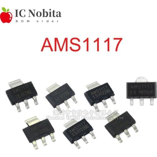 20PCS AMS1117 1.2V 1.5V 1.8V 2.5V 3.3V 5V ADJ LM1117 1117 Linear Voltage Regulator SOT223 IC New