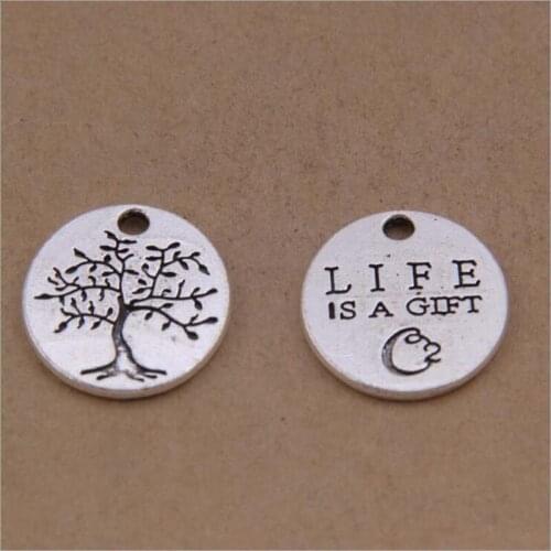 20pcs/lot 30*28mm Vintage Metal Alloy Round Hollow Peace Tree Charms Jewelry Pendants Diy Production