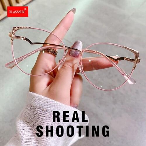 2021 Fashion Women Anti Blue Light Cat Eye Eyewear Men Blocking Glasses Optical Spectacle Eyeglass Frame Pink Computer Glasses