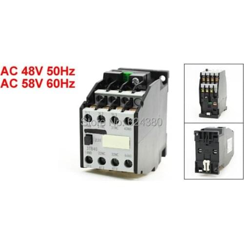 3TB40 48V 50Hz 58V 60Hz Coil Motor Starter Control AC Contactor Three Phase DIN Rail Mount 3P 3 Pole 2 NO + 2 NC