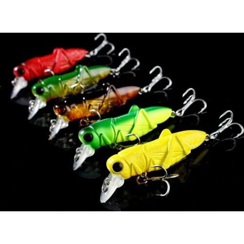5Pcs 5.5cm 3.5g Grasshopper insects Fishing Lures Sea fishing Tackle Flying Jig Wobbler Lure hard lure bait Artificial bait