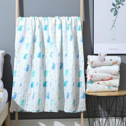 6 Layer Wrinkle Muslin Baby Blankets Swaddling 100% Cotton Swaddle for Newborn Babies Bath Towel Blanket Baby Kids Bedding Wrap