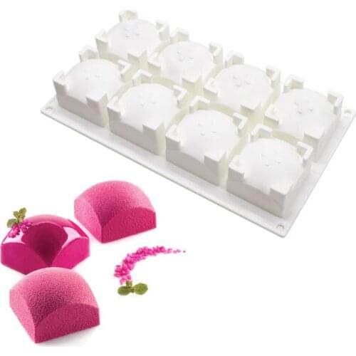 8 Cavity Dome Square Mousse Cake Mould Square Silicone Dessert Mousse Mold Cake Decoration Tools