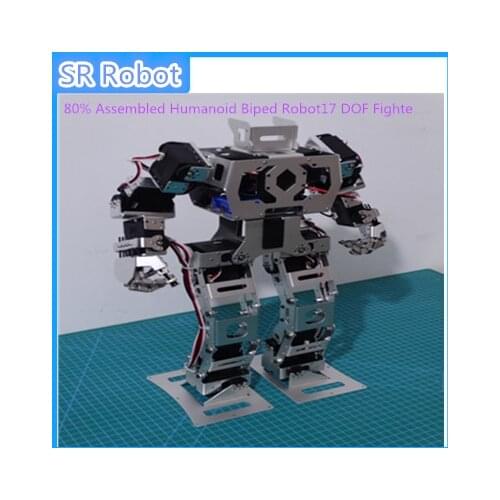 80% Assembled Humanoid Biped Robot17 DOF Fighter With Waist Finger DIY Robotic Model Remote Control Toy Teaching Project