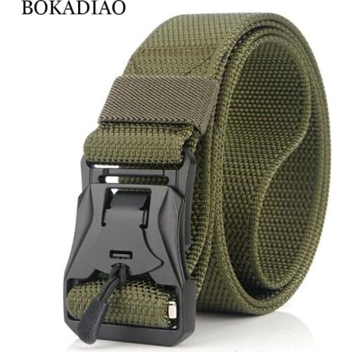 BOKADIAO Military Army Combat mans Canvas Belt Magnetic Metal buckle Tactical Belts For Men Nylon Training Waistband male strap