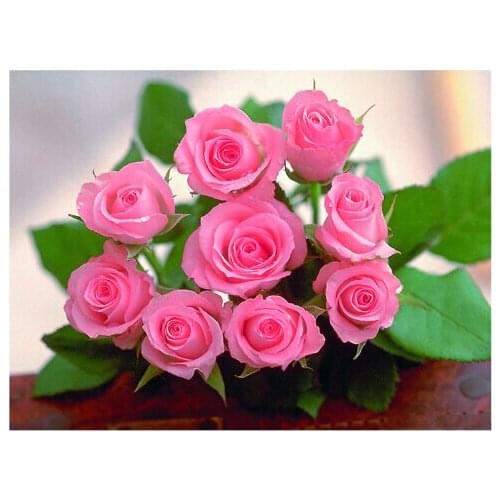 Free Shipping NEW DIY 3D Diamond Painting Rhinestones Mosaic Embroidery Cheap Resin Craft Yarn Dyed Home Decor Pink Rose Flower