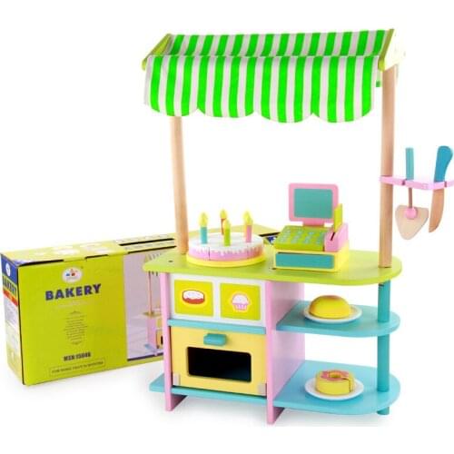 Wooden House Simulation Bakery Baking Cake Coupe Cut And See Educational Toy Set