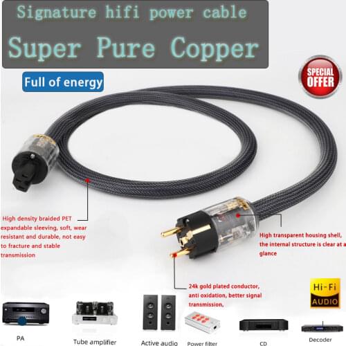 Hi-End 4Square Hifi Audio EU/US Power Cord Pure Copper Power Cable