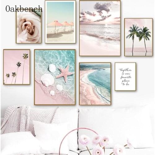 Sea View Art Canvas Painting Palm Tree Poster Flower Art Prints Nordic Posters Landscape Modern Wall Pictures Living Room Decor