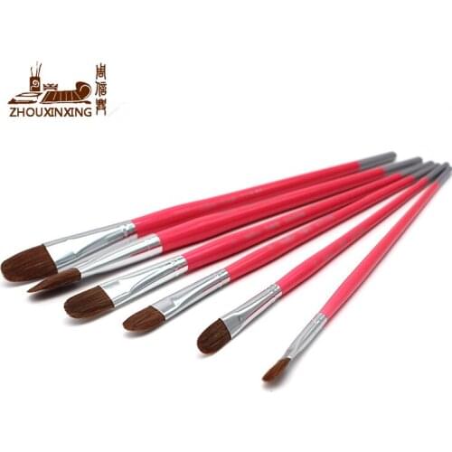 Zhouxinxing oil painting brush Pink color wood bright lacquer painting pen weasel hair brush gouache watercolor brush acrylic