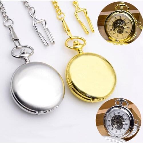 10pcs/lot Classic Double Opended Mechanical Pocket Watch Retro Roman Dial Steampunk pocket Watch Wholesale