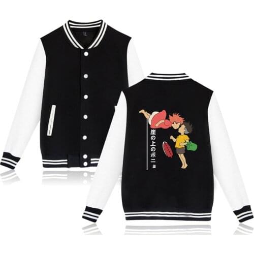 Ponyo on the Cliff Leisure HIP HOP Jacket Jacket Men streetwear casacas para hombre Printed Ponyo baseball jackets