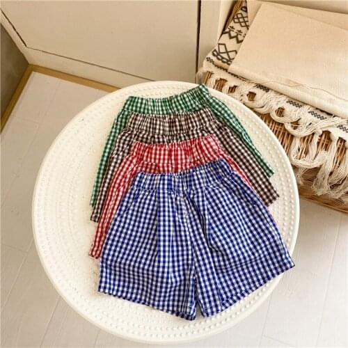 Summmer New Childrens Shorts 2021 Korean Baby Boys Girls Korean Plaid Shorts Casual Cotton Toddler Kids Loose Soft Short Pants
