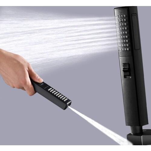 2 in 1 Handheld Shower Head ABS Square Pressure Spraying Gun Water Saving Bathroom Shower Head Shower Sprayer Head Accessories