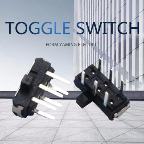 100pcs Black 6 Pins Side Allocate Six Foot Directly Insert Miniature Tact Slide Toggle Switch