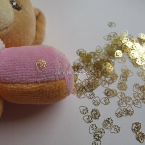 MS127 100pcs Gold Cute Strawberry Deco Nail Art Metal Sticker Nail Art Decoration Non-adheisve Sticker