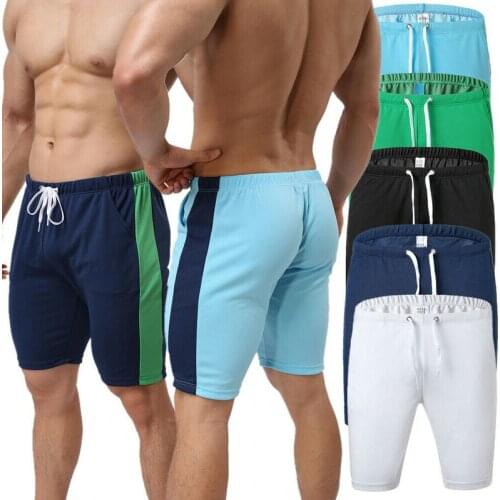 Men Causal Shorts Elastici Palestra Gym Sports Fitness Trunks Pantaloneta Hombre Cotton Sleepwear Loose Long Boxers Sleep Bottom